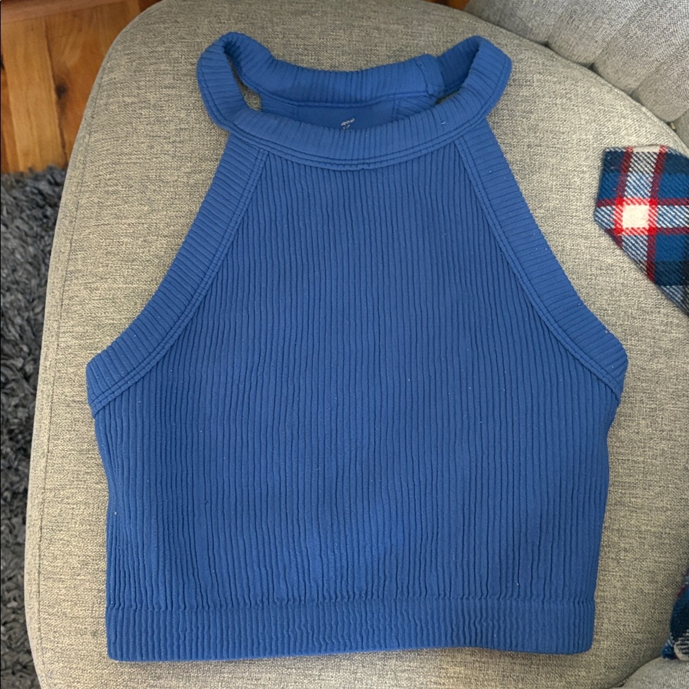 Blue Ribbed Halter Top aerie